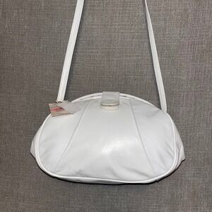 Vintage White Genuine Leather Crossbody Purse Small‎ Evening Bag Deadstock